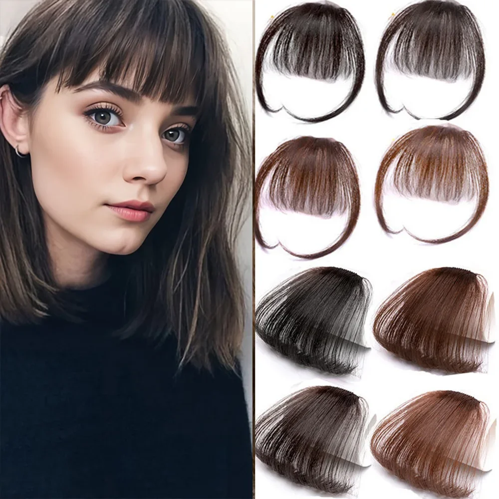 Hair Extensions Hair Bangs Fake Air Bangs Synthetic Hair Extension Soft Light Air Hair Bangs Clip On