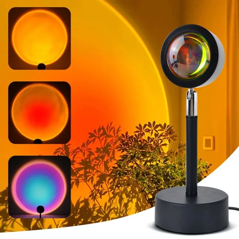 

Sunset Ambient Light USB Desktop Table Lamp Tuya Bluetooth APP Remote Control RGB Floor Rainbow Projection Background Night Lamp