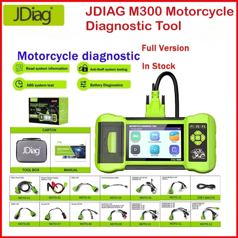 Strumenti diagnostici per moto per JDiag M300 Chiaro servizio guasto Codice guasto Stampa resistente per BMW Ducati Harley Honda Kawasaki