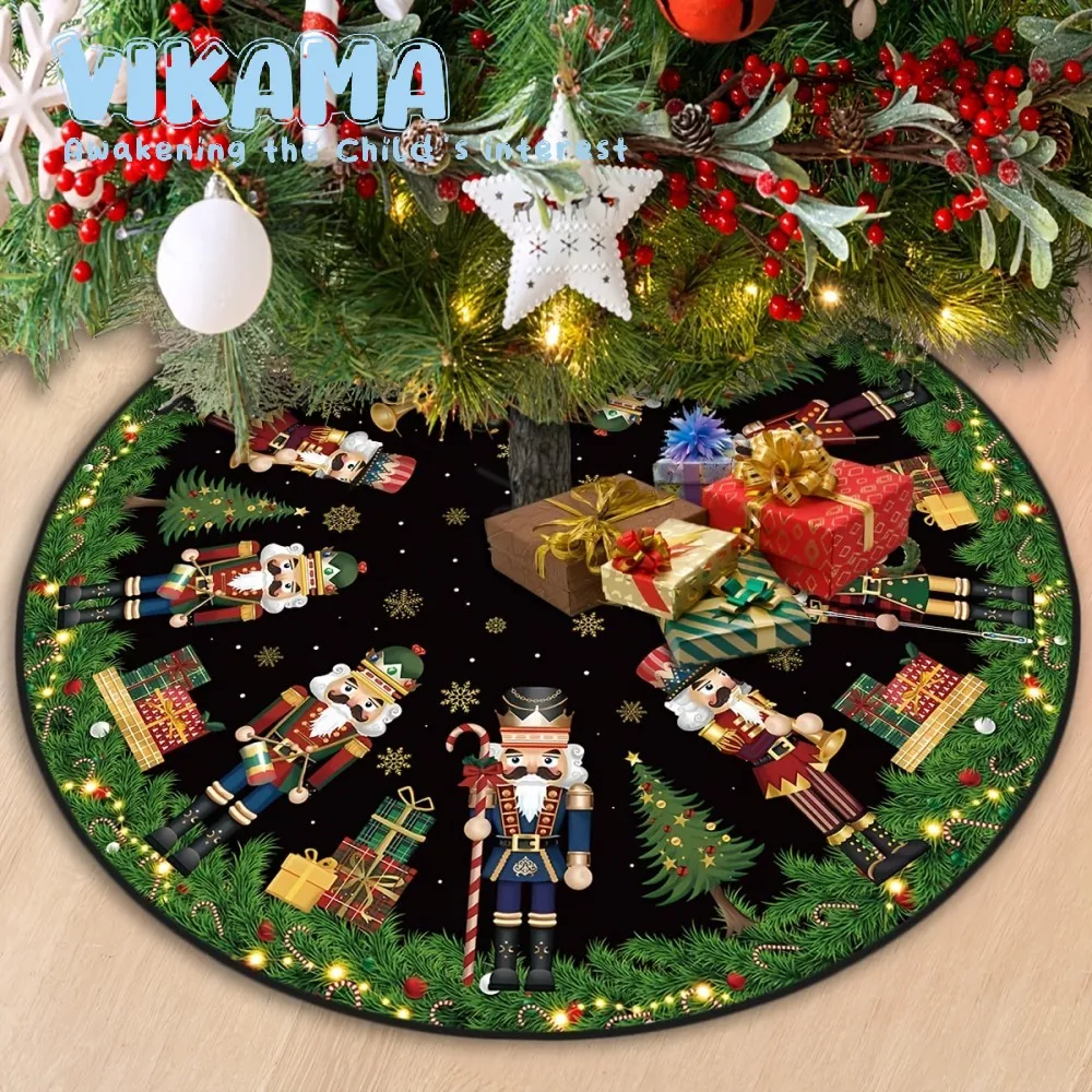 Spódnica choinkowa VIKAMA, świąteczne plisowane dekoracje, akcenty na domowe przyjęcie bożonarodzeniowe, klasyczne dekoracje świąteczne_voghion.com