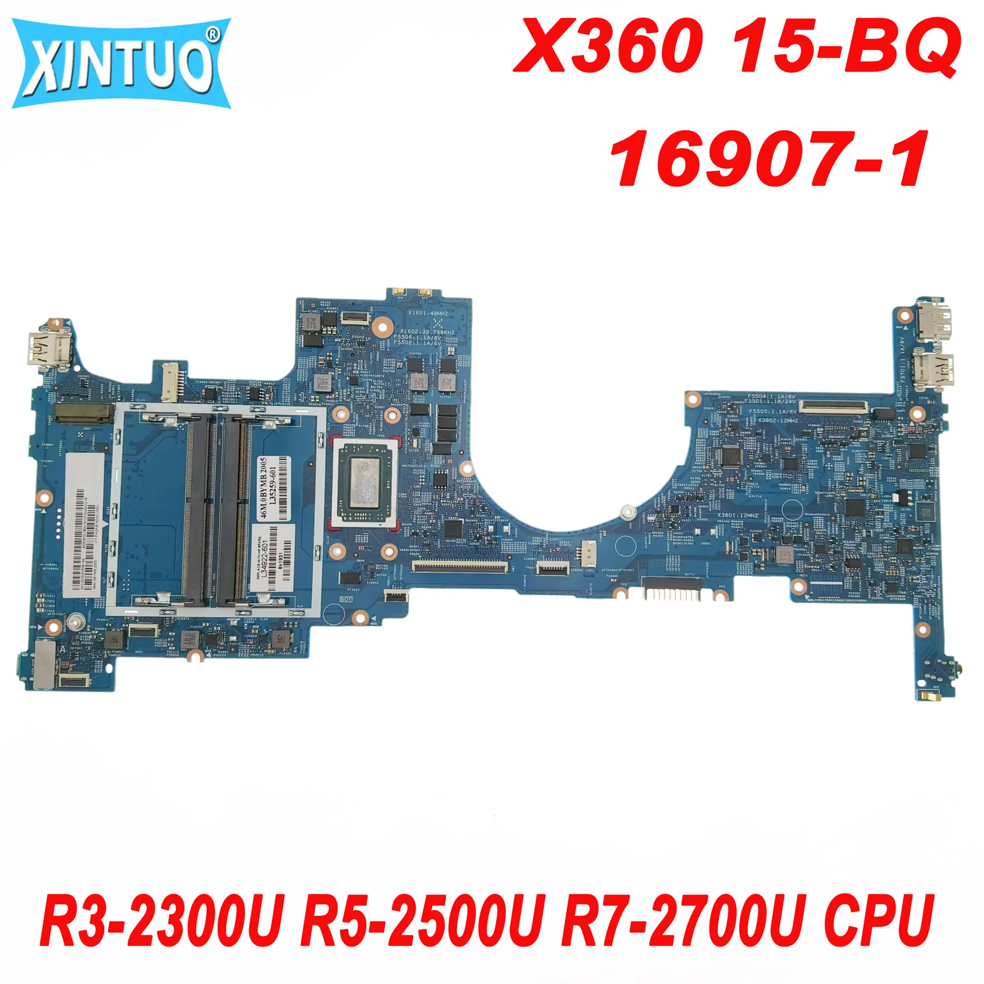 

16907-1 motherboard for HP Envy X360 15-BQ laptop motherboard R3-2300U R5-2500U R7-2700U CPU 448.0BY10.0011 DDR3 100% test work