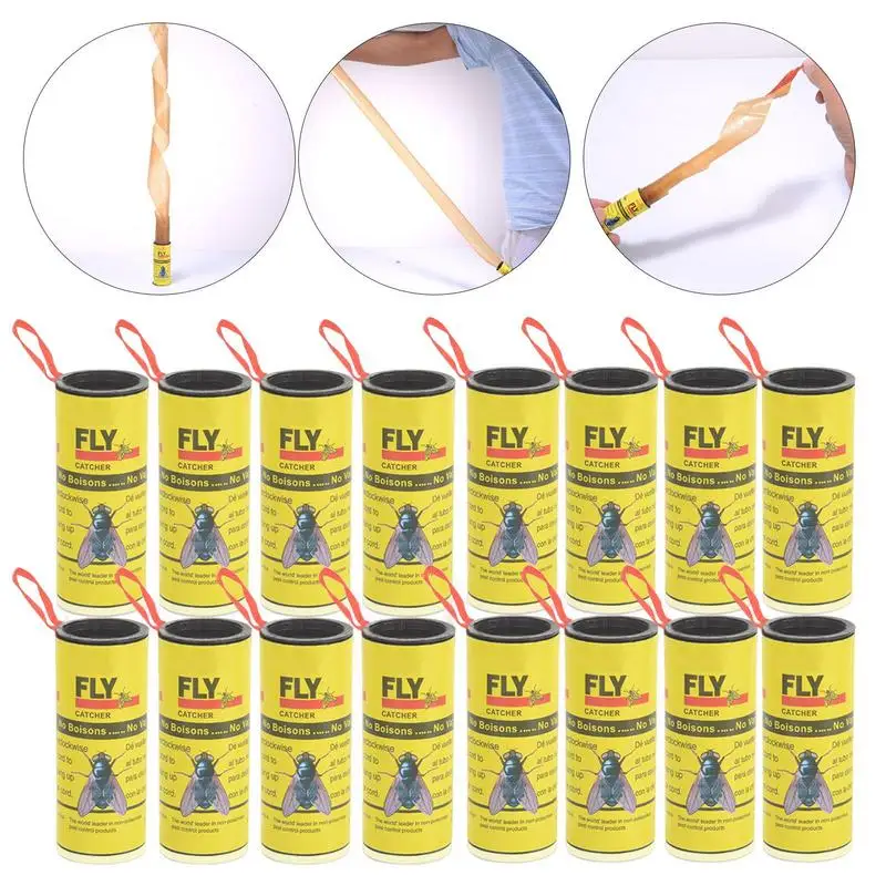 10 Fly Strips Indoor Sticky Hanging with Pins. Fly Trap Fly Paper Strips  Indoor Hanging Fly Tape for Indoors and Outdoor. Fly Catcher Fly Ribbon