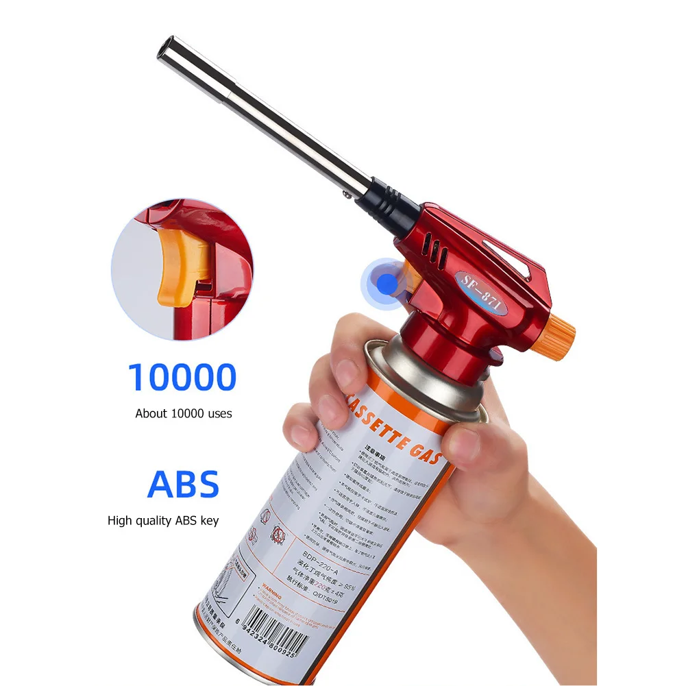 Metal Flame Gas Torch Lighter Portable Tool Gas Burner Flame Torch Flamethrower with Adjustable Hose Welding Equipment