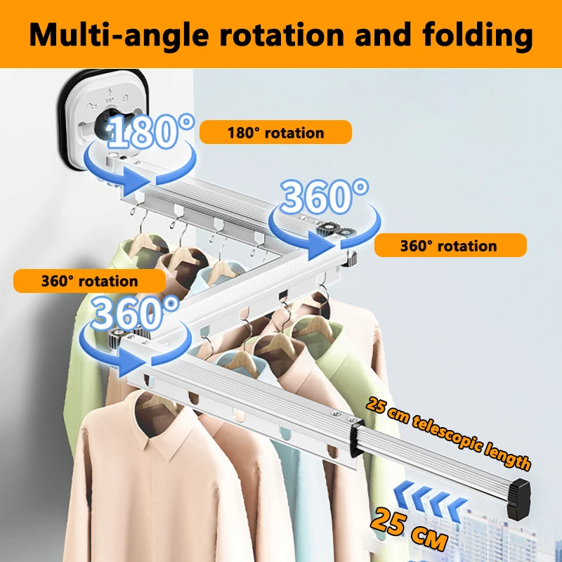 Wall-Mounted Foldable Clothes Drying Rack Aluminum Alloy Suction Cup Collapsible Cloth Hanger Space Saving Balcony Drying Rack