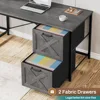 L Shaped Gaming Desk, Reversible Computer Desk with Fabric Drawers and Power Outlet, Gaming Desk with Led Lights 6