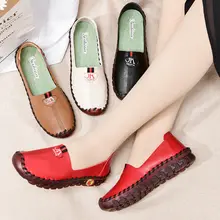 

2022 New Spring Summer Cozy Leather Shoes Women's Loafers With Cushion Sole Woman Driving Shoes Red Moccasins VIP Drop Shipping