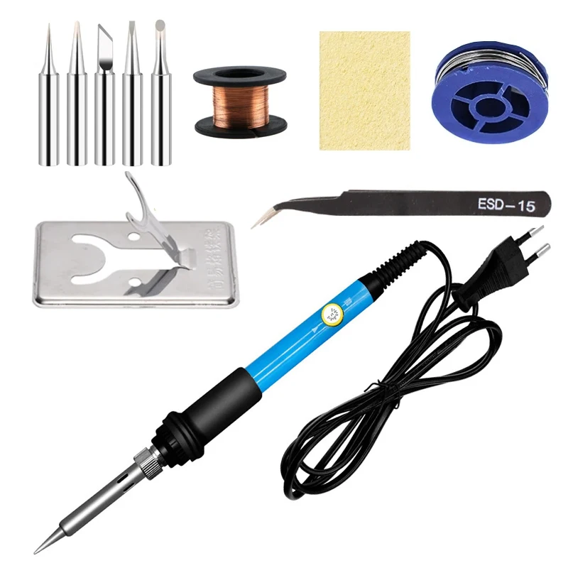 Fer à Souder Kit de Soudure 60W 220V Température Réglable Fil en étain  Soldering