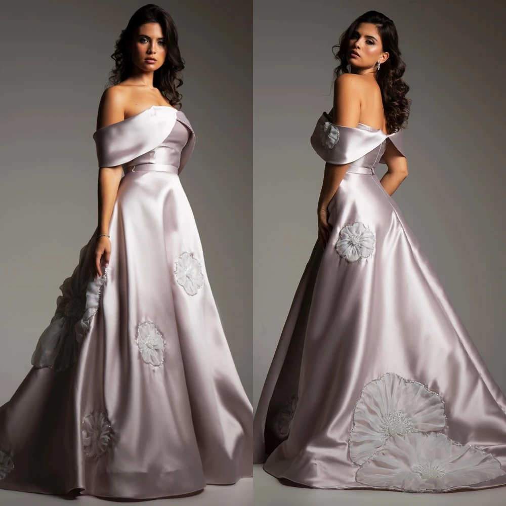 Satin Applique Party Ball Gown Off-the-shoulder Bespoke Occasion Dress Floor Length satin pleat quinceanera ball gown off the shoulder bespoke occasion dress floor length