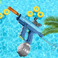 UZI Electric Water Gun Toys with Light USB Charging Automatic Water Absorption for Swimming Pool Play Games Children's Toy Guns 1