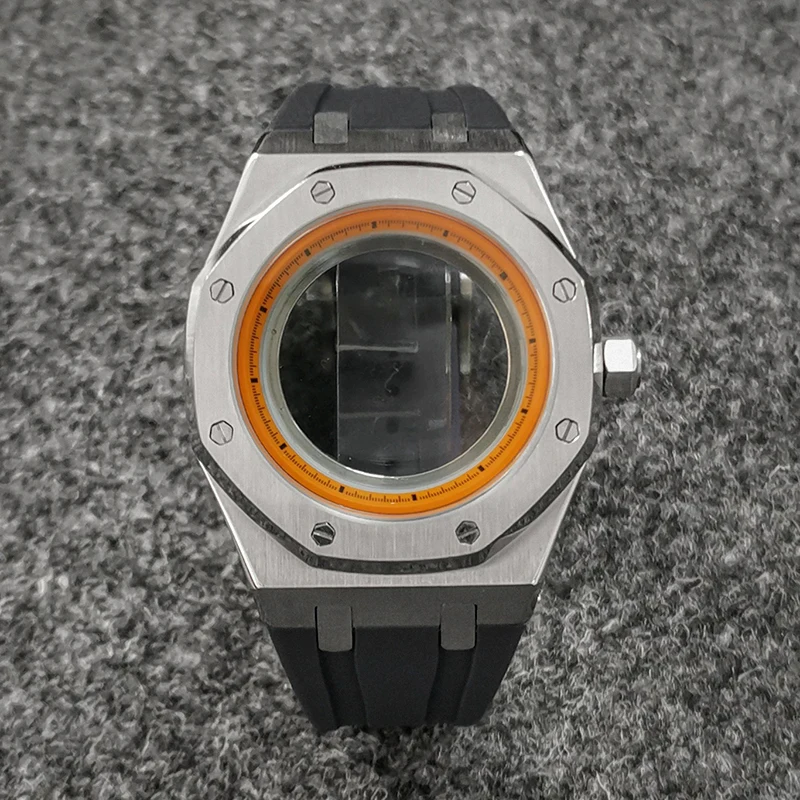 41mm hochwertiges 316L Edelstahlgehäuse + Armband + Ring Saphirglas Uhrengehäuse passend für NH35/NH36 Automatikwerk Zubehör – Detail 8