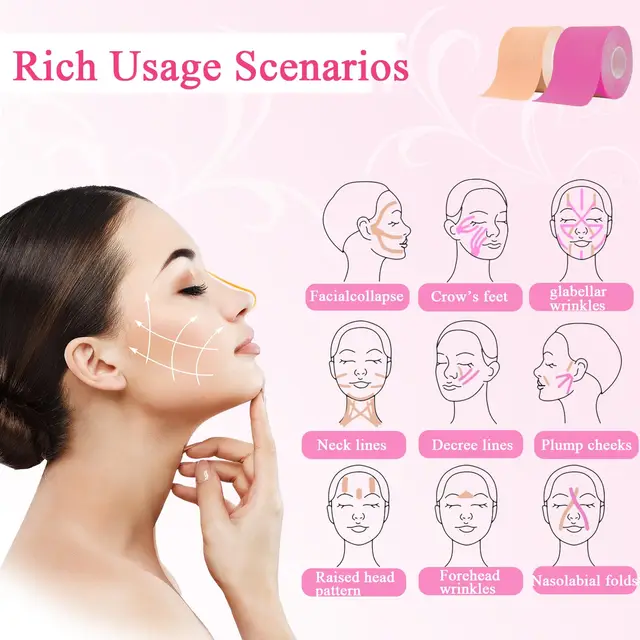 2pcs Beauty Kinesiology Tape Anti-Wrinkle Face Tape 2cm Kinesiology Tape for Face Skin Anti Aging Tape for Wrinkles Face Lift 5