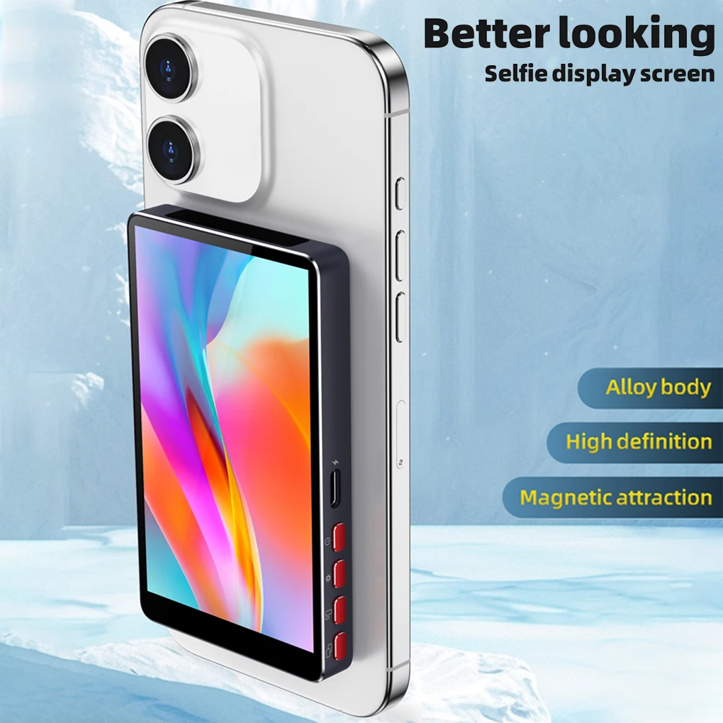 Magnetic HD Display Screen Phone Rear Camera Selfie Monitor Wireless Camera Assist Bluetooth Selfie 4 Brightness Adjustable