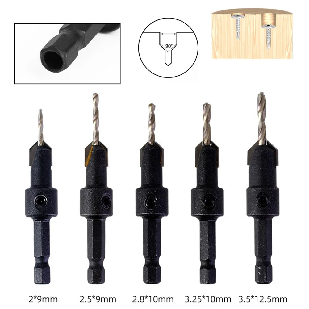 1pc 1/4 Hex Hex Shank Countersink Drill Bit Step Drill Bit Countersink Router Bit Screw