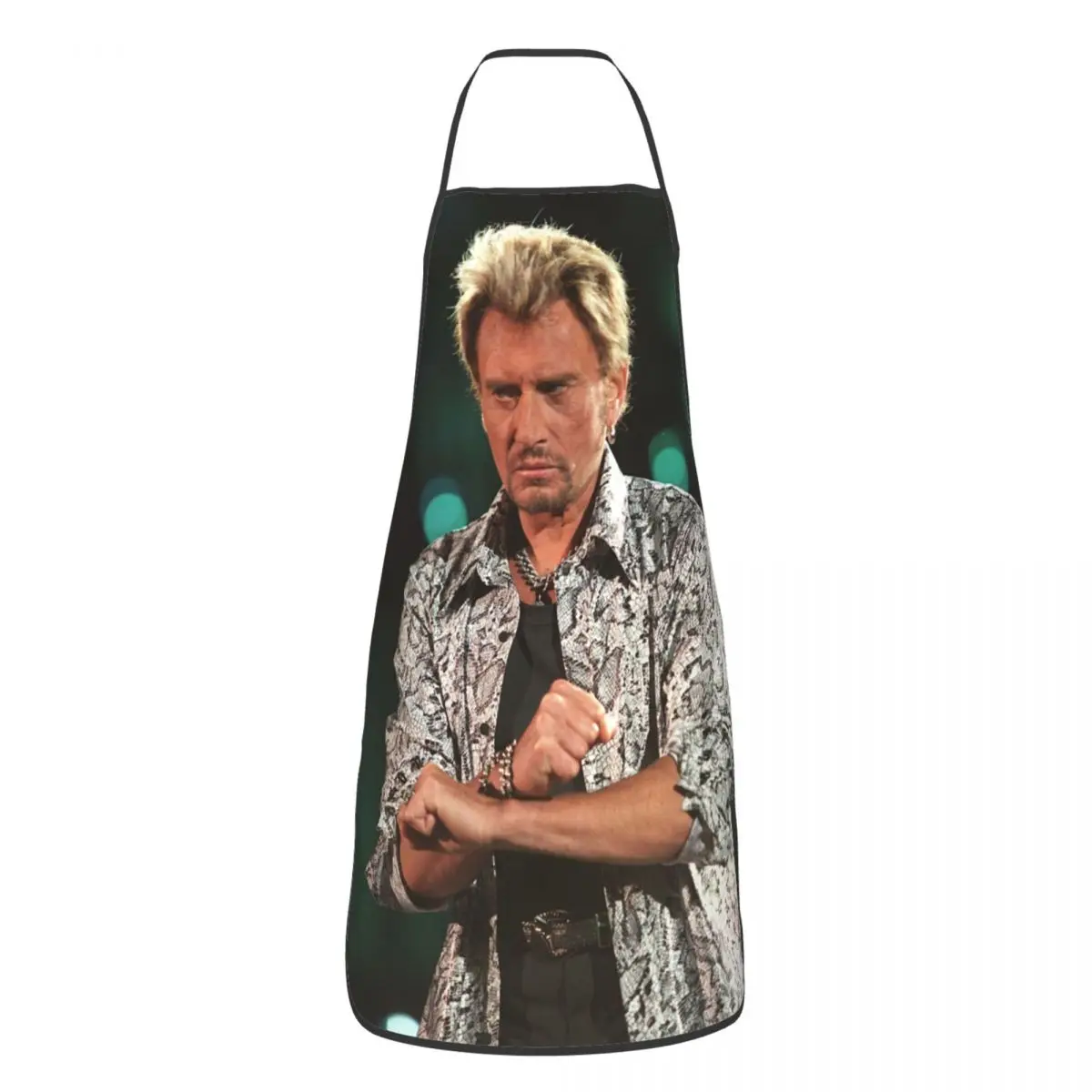 

Johnny Hallyday Funny Apron for Men Women French Rock Star Adult Unisex Kitchen Chef Bib Tablier Cuisine Cooking Baking Painting