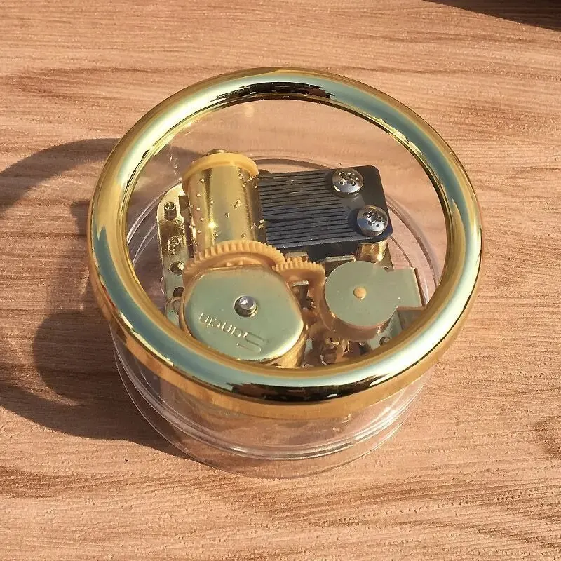 1pc Mini Creative Acrylic Material Transparent Hand Windup Metal Movement Octave Box Music Box, Friend Couple Birthday Gift 3