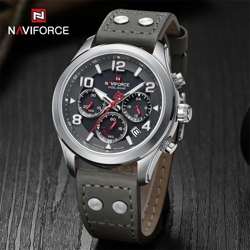 

NAVIFORCE Brand New Men's Quartz Watch Fashion Sapphire Stainless Steel 5ATM Waterproof Eco-Drive Wristwatches Relogio Masculino