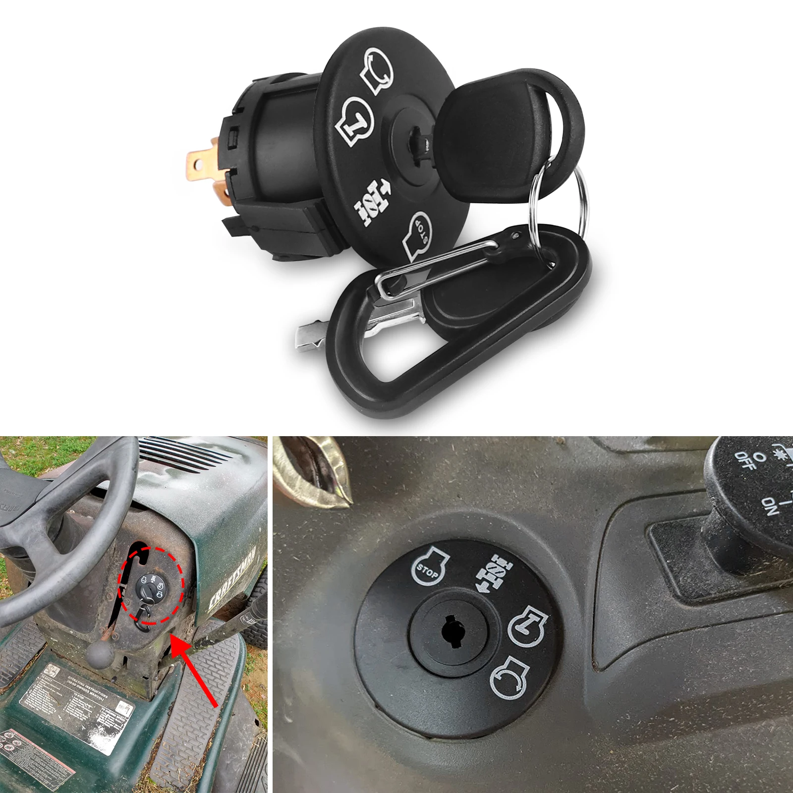 thumbnail image 2 of Ignition Switch With Two Keys Replacement For Husqvarna Riding 2 of 13