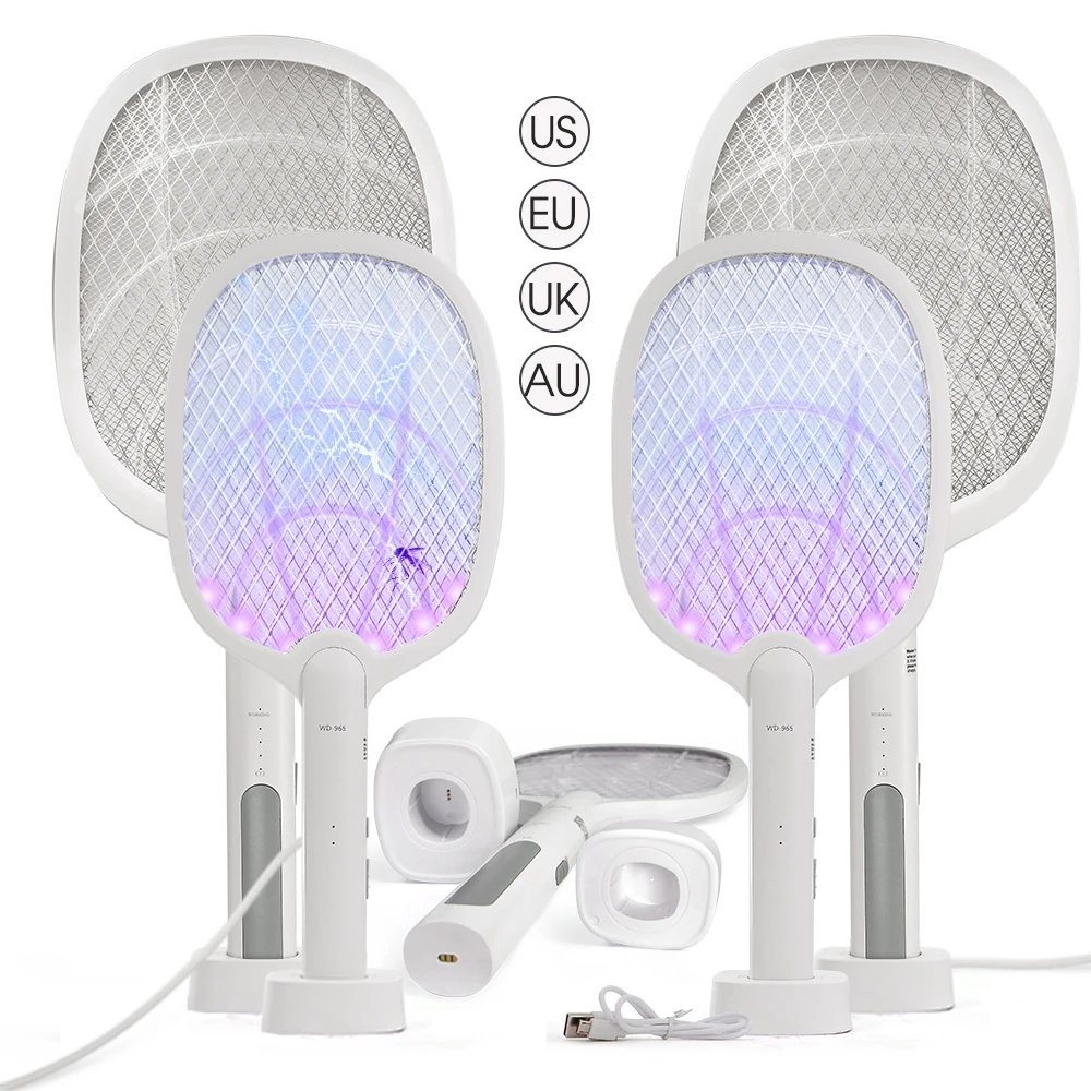 1Pc Electric Fly Swatter Racchetta Smart Bug Zapper Usb Base Ricaricabile Potente Trappola Per Zanzare Lampada Killer Rete Di Sicurezza A 3 Strati
