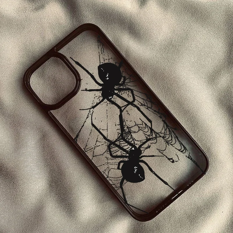 Spider Couple Shockproof Clear Hard Phone Case Cover