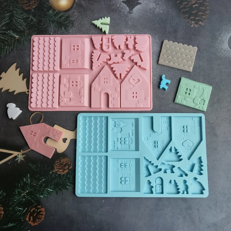 

Building Block Christmas Wooden House Chocolate Silica Gel Mold Insert Candle, Sugar Turnover Biscuit Mold, Jelly Pudding Mold