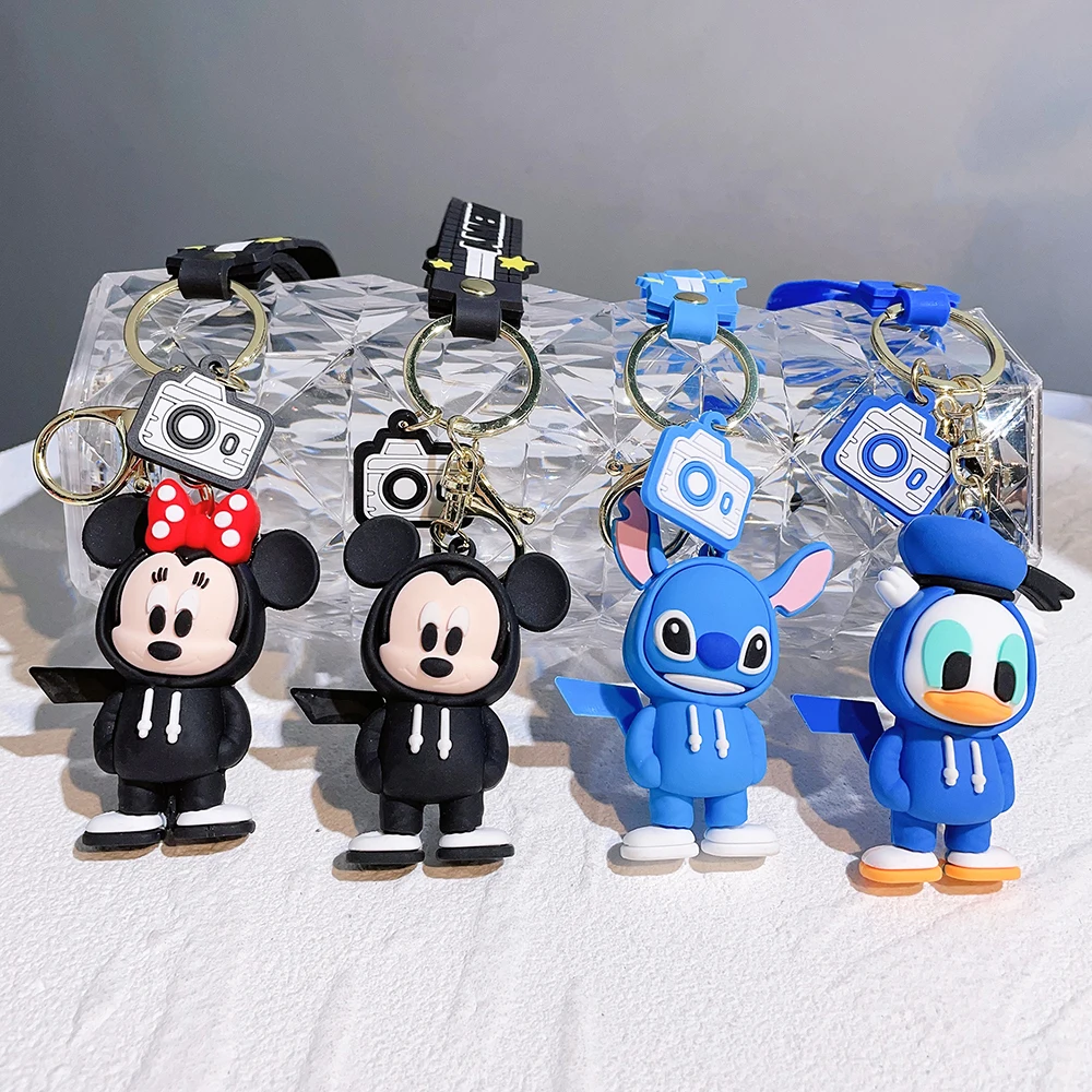 

Stitch Mickey Minnie Mouse Keychain Cute Cartoon Keyring Bag Pendant Couple Car Keyholder Creative Bag Accessories