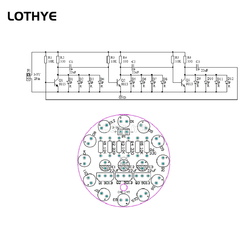 LED Round Rotating Light Production Kit Triode Oscillator DIY Electronic Kit Skills Training Solder Practice