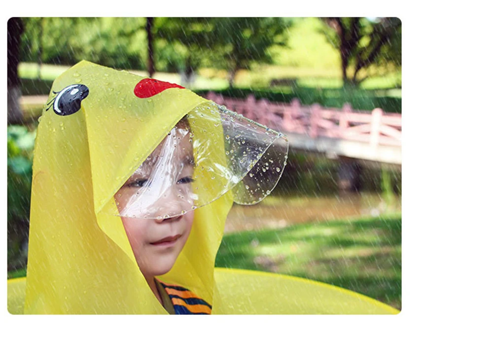 Description Picture 6 of itemCreative Children's Yellow Duck UFO Raincoat Cute Rain Cover UFO Boys And Girls with Hat Raincoat Windproof Poncho Rain Gear
