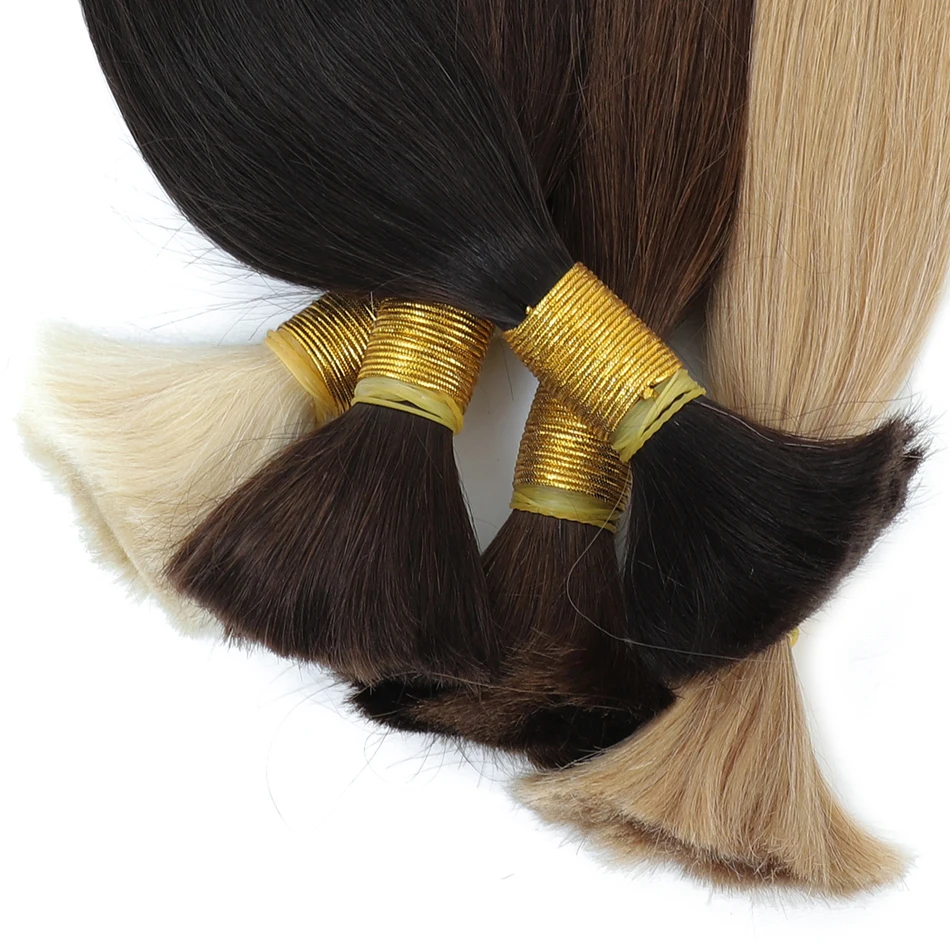 Colorful Straight Human Bulk Hair for Braiding No Weft Hightligh Braiding Human Hair Extensions Brazilian Remy 12"-28",100g