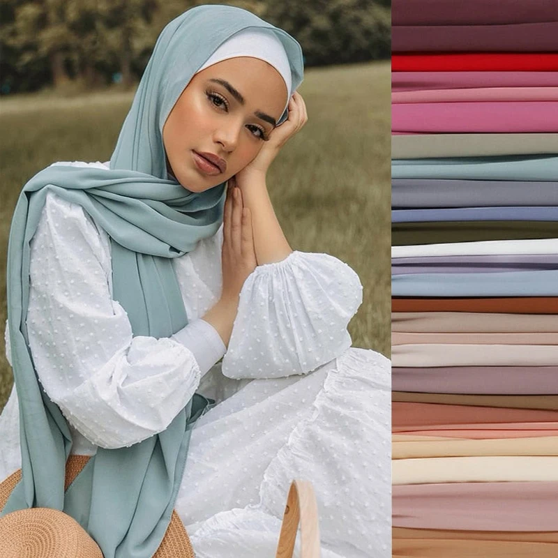 Women Muslim Chiffon Hijab Shawls Scarf Modal Cotton Jersey Hijabs Plain Soft For Woman Muslim Voile Head Wraps 70*180cm Islamic square silk scarves women 90 90cm satin muslim hijab scarf plain shawls and wraps head scarf chiffon islamic female headband