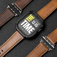 Bracelet en cuir + étui compatible avec Apple Watch Ultra 3 49 mm pour iWatch séries 11 10 42 mm 46 mm 9 8 7 41/45 mm 6 5 4 SE3 40/44 mm 4