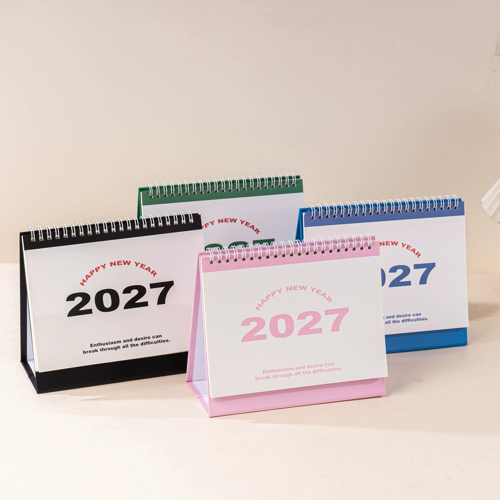 2027 데스크 캘린더 미니멀리스트 다채로운 월간 플래너 코일 바인딩 테이블 캘..