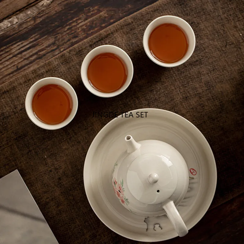 230ml Chinese traditional ceramic teapot hand-painted flower pattern home water kettle travel portable tea set