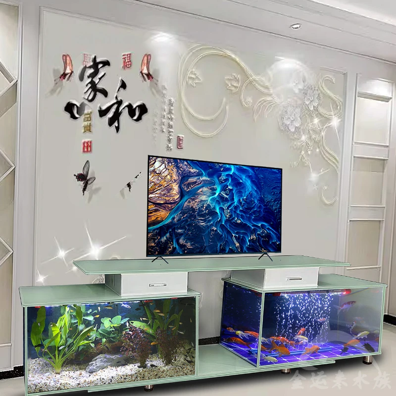 Customized TV cabinet, fish tank, aquarium aquarium, living room, household  ultra-white fish tank, glass coffee table - AliExpress