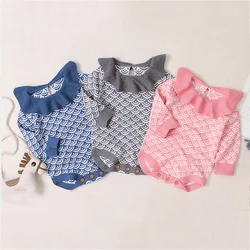 Barboteuse pour bébé fille de 0 à 24 mois, combinaisons imprimées à col à volants, une pièce à manches longues, vêtements à la mode pour nouveau né 