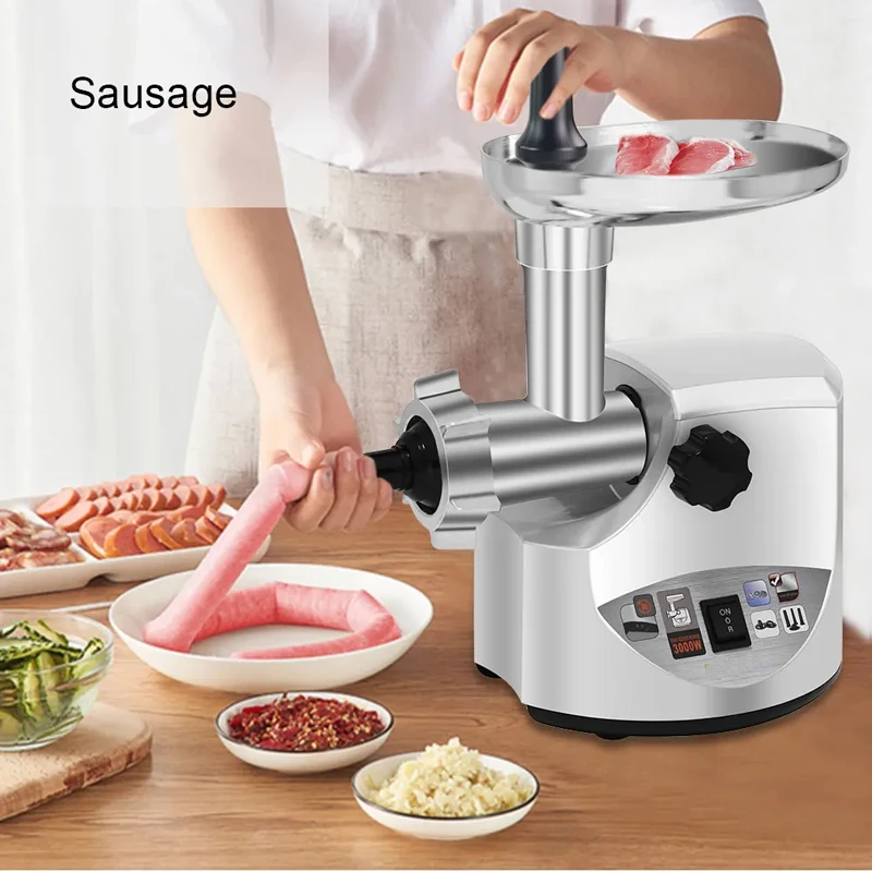 Industrial Meat Mincer with 3 Grinding Plates Sausage Maker Die-cast Aluminum Commercial Meat Grinder 3