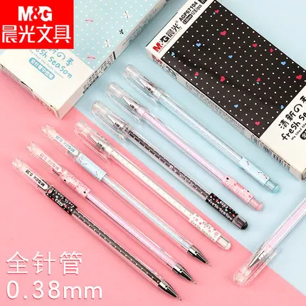 24pcs Student stationery agp67104 lovely fresh season full needle neutral pen 0.38mm black and white wave point pen the product can be customized hand washed coffee stands are all hand forged vintage and lovely coffee stands with black