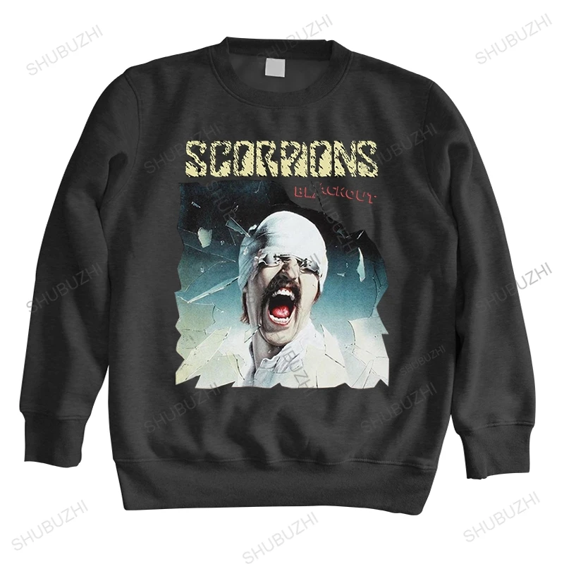 

new arrived man sweatshirt autumn teenager casual hoodies SCORPIONS BLACKOUT'82 male brand crew neck cotton hoodie euro size