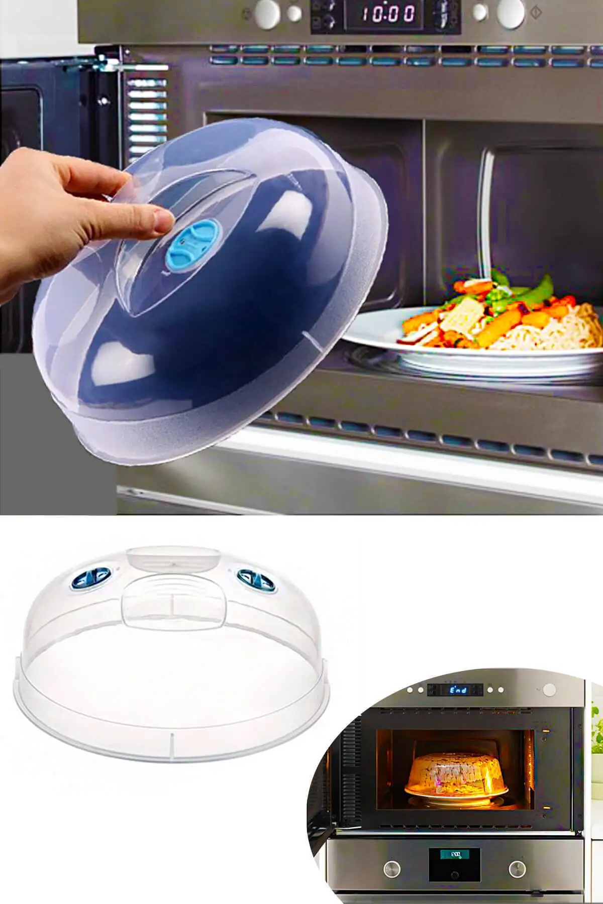 

Microwave Food Cover Washable Effective Easy-using Microwave Plate Lid Transparent Anti-Splash Cap With Handle for Chef
