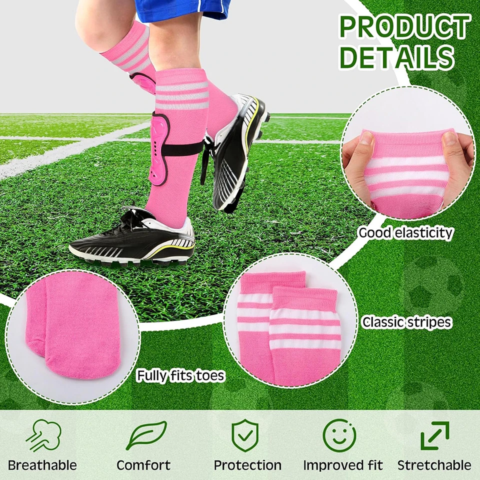 Sports Socks 2Pair Boys Girls Football Shin Protection Board Over Knee Socks Legging Support Guard Child