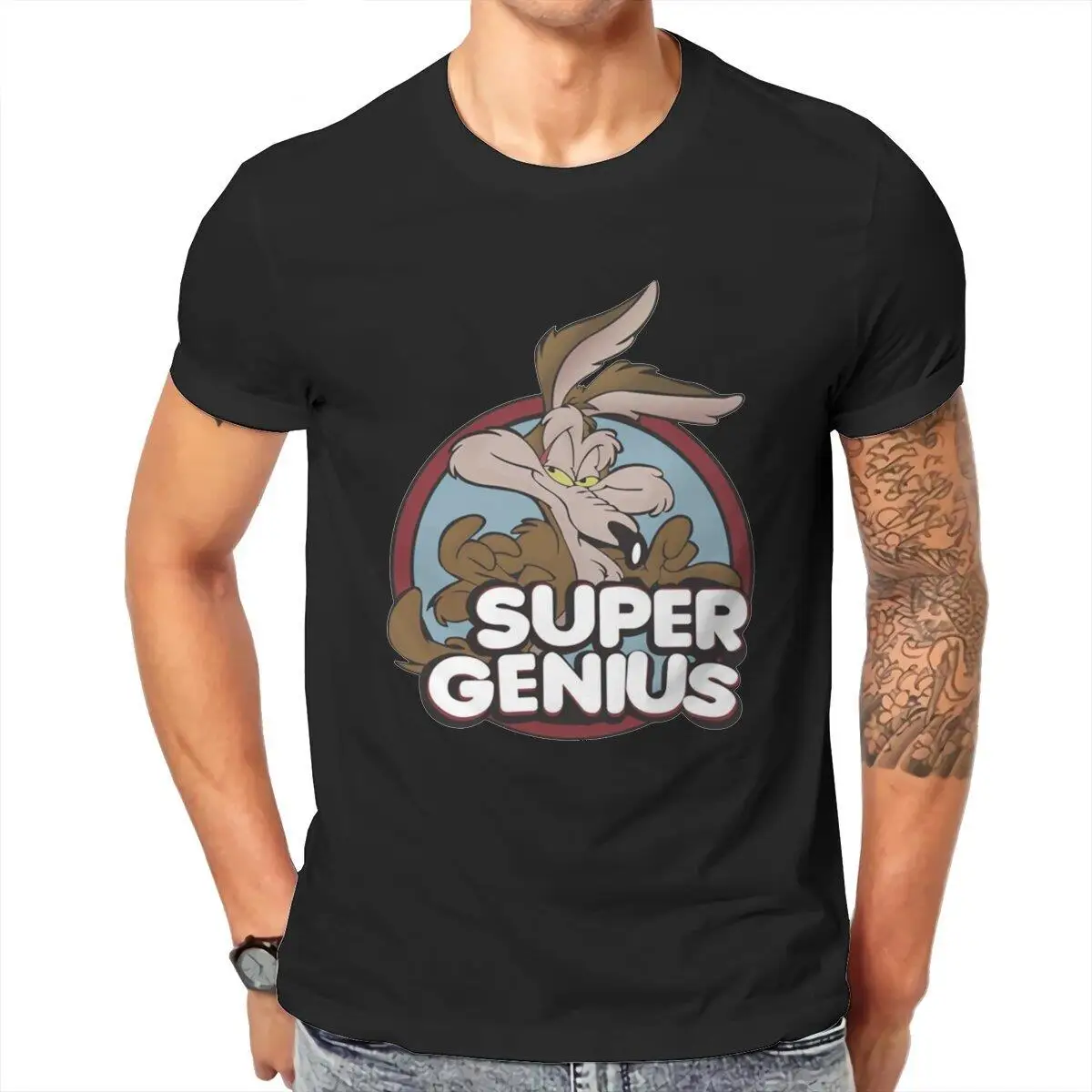 

Willie E Coyote Super Genius T Shirt Men's Pure Cotton Casual T-Shirt Crew Neck Tees Short Sleeve Clothes Gift Idea