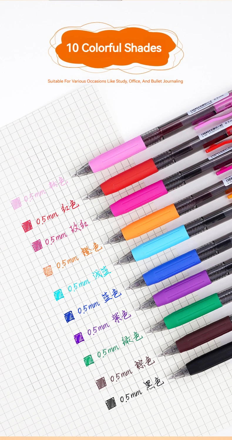 Mehrfarbige 0,5-mm-Gelstifte im Set für Kunst, Markierung, Büro und Schule - Sortierte Farben im Paket – Detail 2