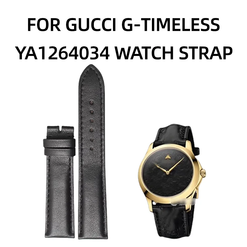 FOR GUCCI G-TIMELESS YA1264034 COWHIDE LEATHER WATCH STRAP