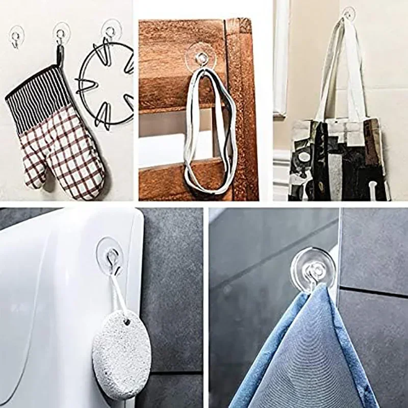 Transparent Suction Cup Hooks for Versatile Use - Kitchen, Bathroom, and Glass Walls - Set of 5/10