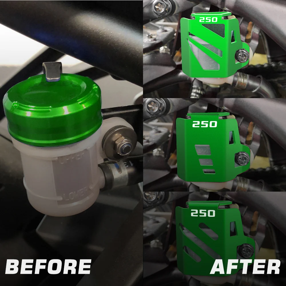 

For Kawasaki Ninja 250 Ninja250 2008-2018 2019 NINJA250R 2008 2009-2012 CNC Rear Brake Fluid Reservoir Guard Cover Cap Protector