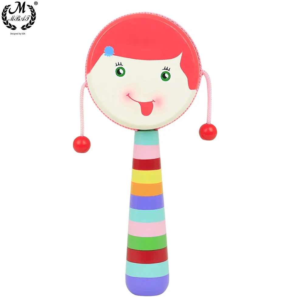 Children's Educational Cartoon Little Girl Rattle Drum Orff Musical Instruments 8 Tone Hands for Baby Educational Kids Gifts
