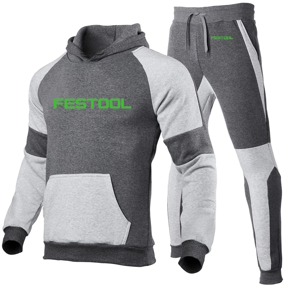Festool Fashion 2023 New Men Spring and Autumn Long Sleeve Pullover Casual Cotton Sweatshirt Sweatpants Suit