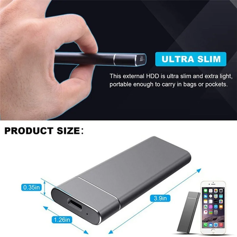 Original 30TB 26TB 18TB 10TB 4TB High-Speed Hard Disk External Mobile Hard Disk USB 3.1/Type-C Interface Mass Storage For Portable Hard Drive Hard Disk