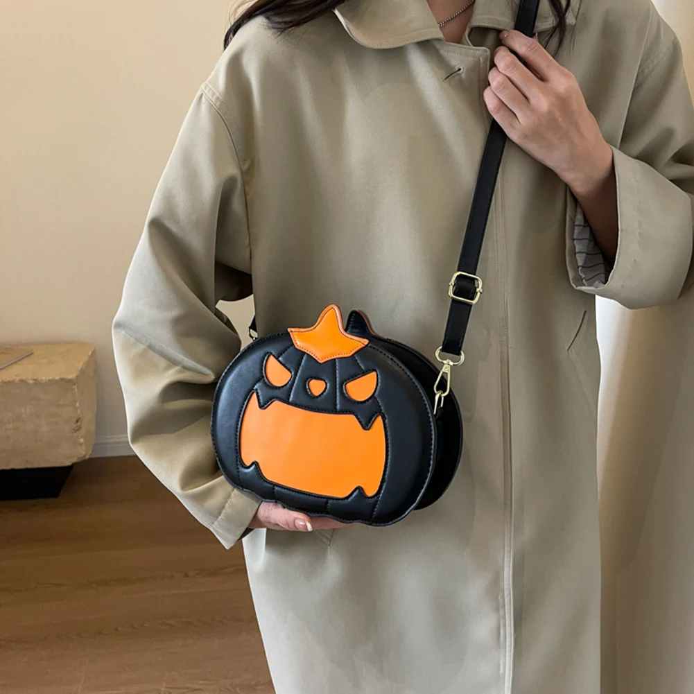 Halloween Pumpkin Devil Crossbody Bag Women Funny Novelty Halloween Gift Candy Treat Bag Casual Shoulder Bag Cell Phone Purse
