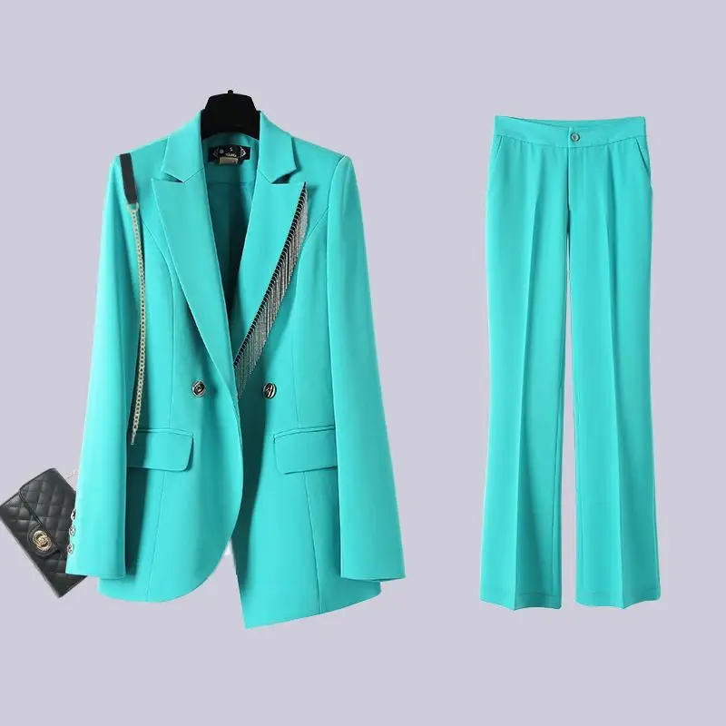 

SuperAen Solid Color Blazer Women's Spring and Autumn Korean Style Fashion Jacket Long Pants Suit Set Women