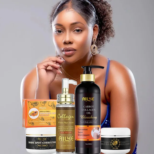 AILKE – ensemble de soins pour la peau au collagène pour femmes, hydratant, blanchissant, élimine les taches de rousseur, les taches foncées, les taches noires, Kit éclaircissant pour la peau 1
